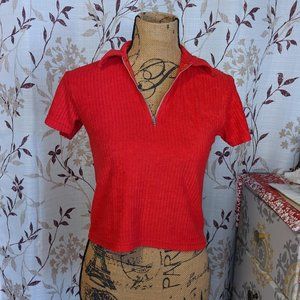 Real ID, Red Zip Polo Shirt, Size: S